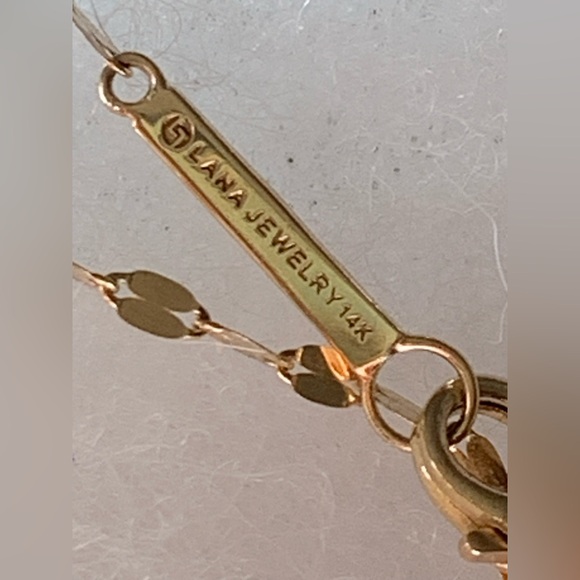 LANA 14K Yellow Gold Disc Chain Lariat Diamond Libra Necklace - Picture 11 of 14